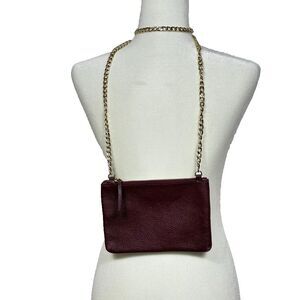 Alberta Di Canio Burgundy Leather Crossbody Bag Gold Tone Hardware